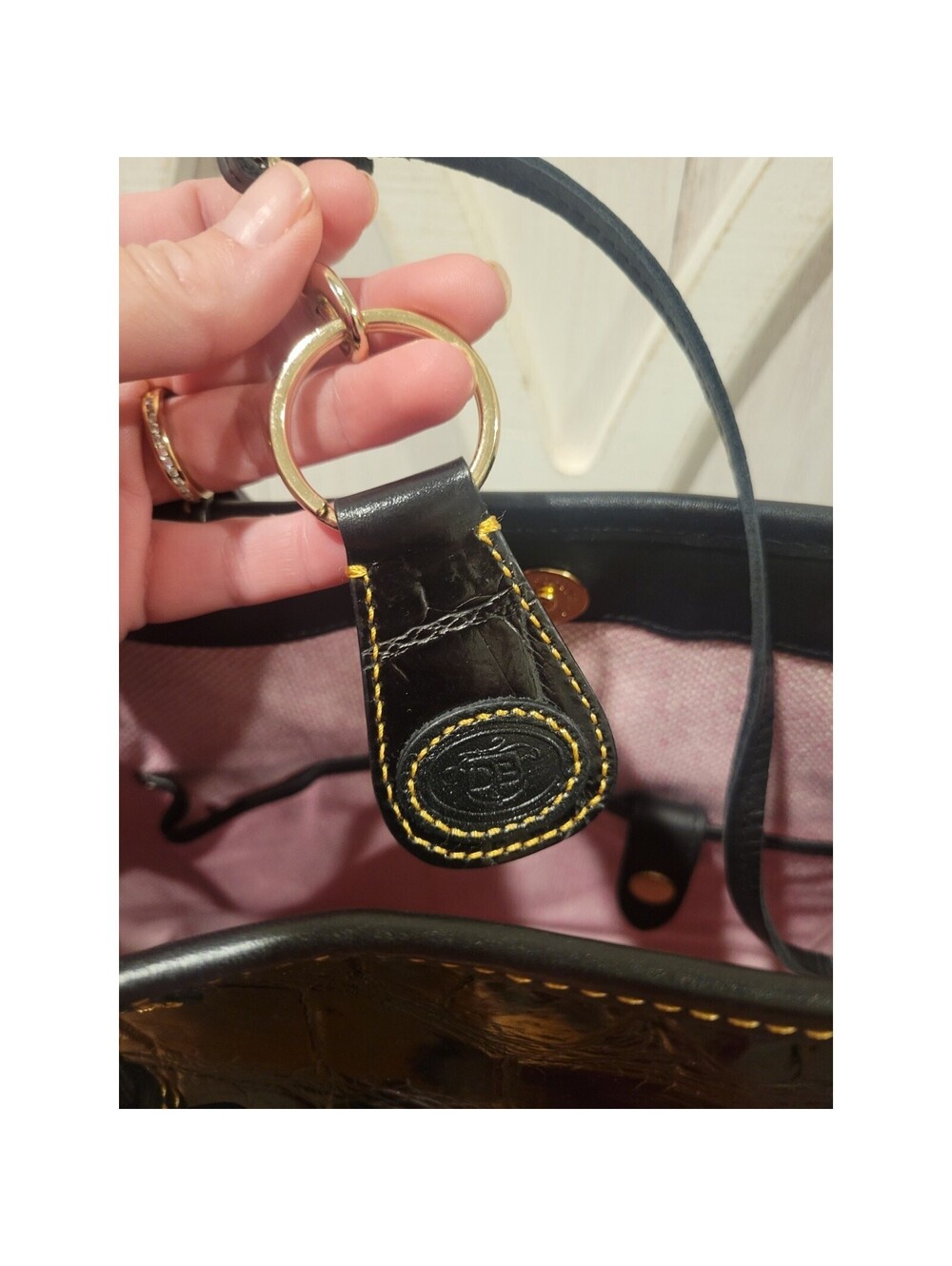 Dooney & Bourke Tassel Satchel Croco-Embossed Leather Black Bag Purse NICE - Picture 13 of 15